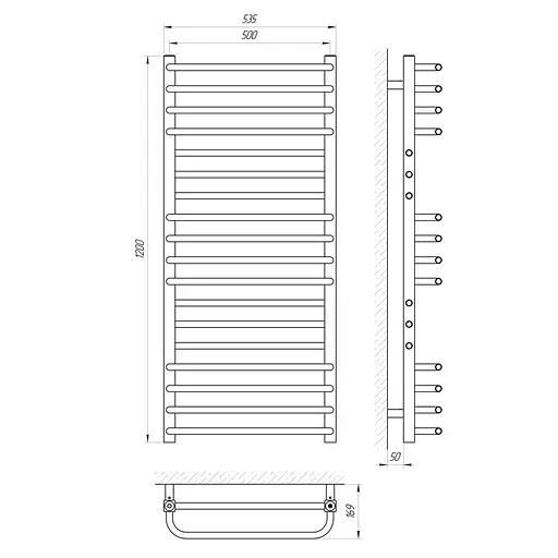 Водяна рушникосушка Laris Гермес П18 500x1200 71207669, Хром - фото 2