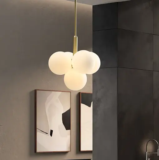 Люстра світлодіодна стельова 1212 Супутник (Золотистий) 5 плафонів - фото 2