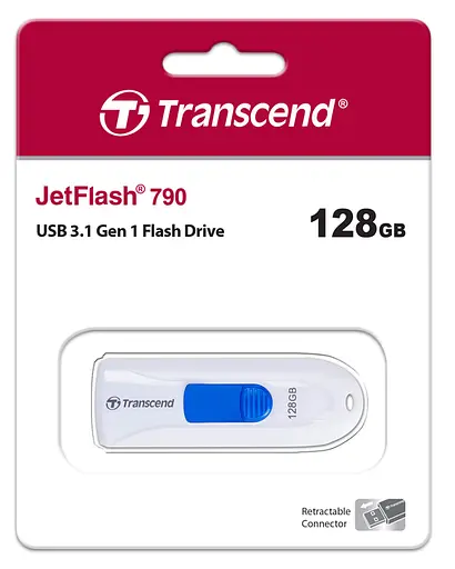 Flash Drive Transcend JetFlash 790 128GB USB 3.1 White (TS128GJF790W) (6986654) - фото 3