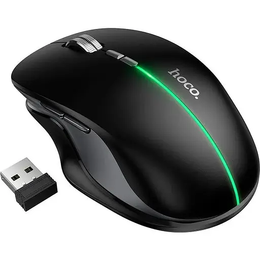 Миша ігрова Hoco GM40 Dixon RGB Dual-Mode (Rechargeable version) BT and 2.4G чорна - фото 1