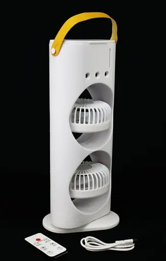 Акумуляторный настольный вентилятор ​​​​​​​Spray Fan 2in1 двойной  Ветродуйка с подсветкой и увлажнением Белый - фото 6