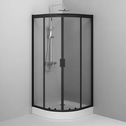 Душевая кабина Am.Pm Gem 1/4 Round 90x90 см без поддона black W90UG-401-090BT, прозрачная, черная - фото 3