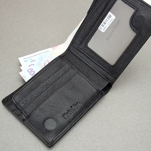 Кошелек мужской кожаный на магните Mario Dion 208E черный - фото 4