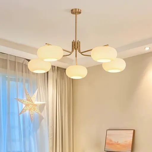 Люстра светодиодная потолочная 6007 (Золотистый) 5 плафонов - фото 4