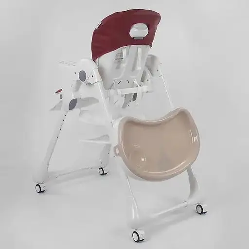Стільчик для годування Toti W-22019 (1) червоний, м'який PU, м'який вкладиш, 4 колеса, знімний столик, в коробці - фото 3
