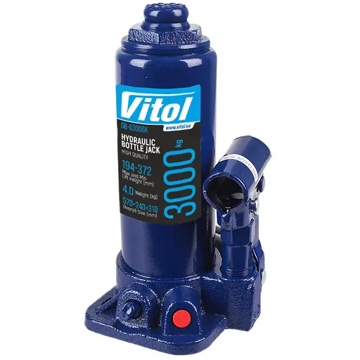 Домкрат гідравлічний телескопічний Vitol 3т 194-372 мм 3.33 кг кейс (DB-03006K) - фото 1