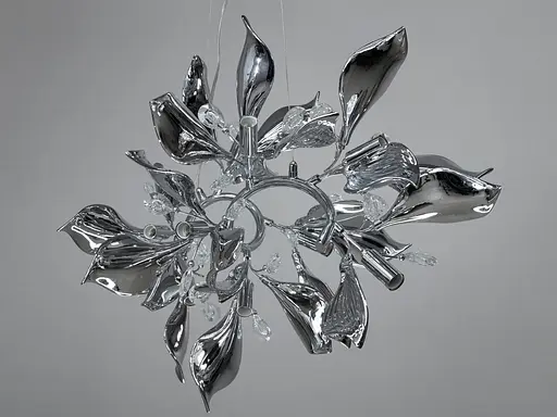 Сучасна підвісна фарфорова люстра витягнутої форми, 9 ламп, хром - фото 3