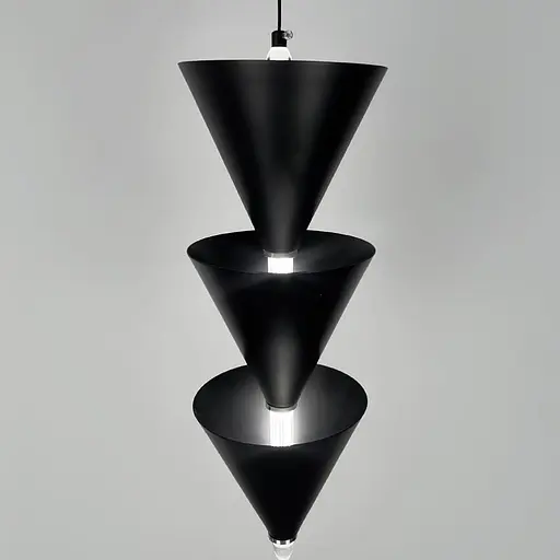 Чорний підвісний світильник із потрійним конусним дизайном Ø 17х50 см | Line F | Арт. MJ347/3 BK - фото 6
