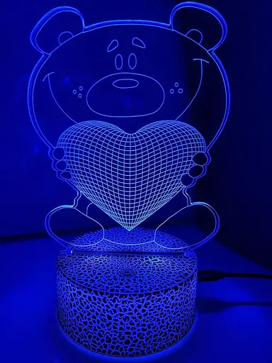 Світильник нічник 3D серце USB, акумулятор, ручка для написів - фото 3