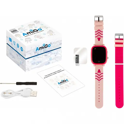 Детские умные часы Amigo GO005 4G WIFI Thermometer Pink - фото 2