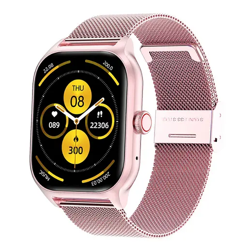 Смарт-часы LEMFO LT10-Y12 стальной ремешок Pink (16857)