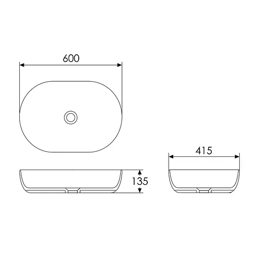 Умивальник Imprese Jess 60x41 сірий матовий i11326MG - фото 2