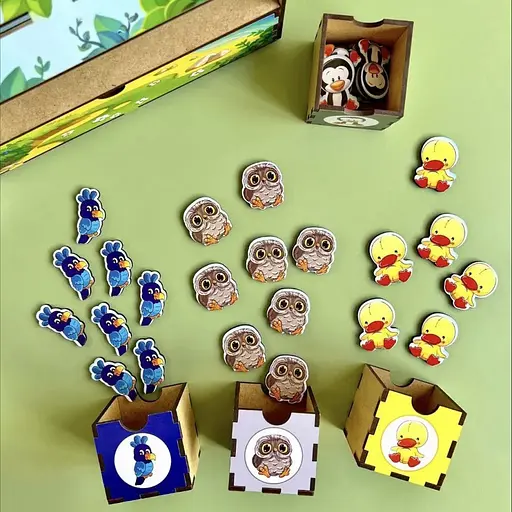 Настольная игра Ubumblebees Птицы PSD167 сортер-комодик деревянная - фото 2