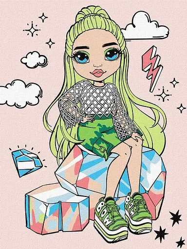 Набір для розпису по номерах для дітей 5+ Rainbow High Jade Hunter, Ideyka, 30x40 см, КНО1237