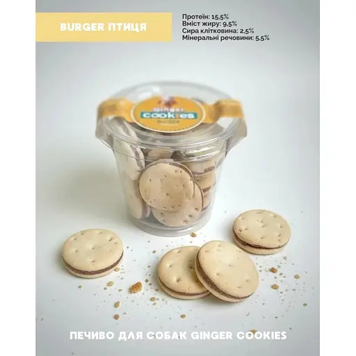 Лакомство для собак Печенье Ginger Cookies BurGER птица 135 г  - фото 4