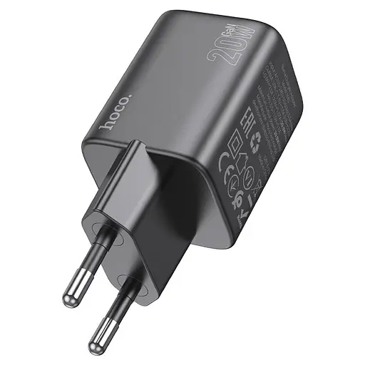 Мережевий зарядний пристрій Hoco N40 Mighty single port PD20W charger чорний - фото 3
