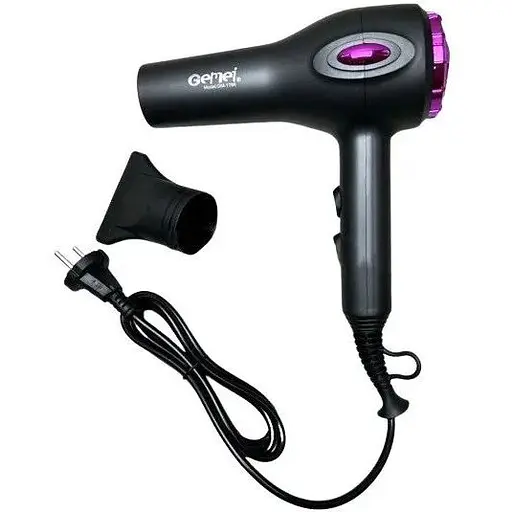 Фен для сушіння та укладання волосся Gemei GM-1786 з іонізацією 2400 Вт - фото 1