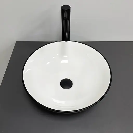 Умивальник VBI Amalfi black white накладний VBI-013401, Чорний матовий - фото 4