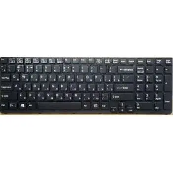 Клавіатура для ноутбуків Sony Vaio SVE15 Series чорна із сірою рамкою - фото 1