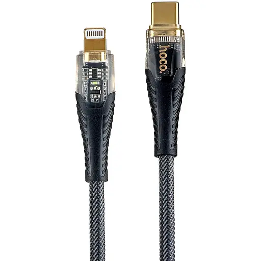 Кабель Hoco U121 Gold standard Transparent Discovery Edition PD charging data cable iP Чорний