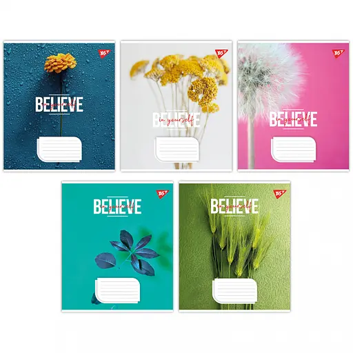 Зошити учнівські 36 аркушів лінія Yes Believe in yourself, 15 шт. в упаковці
