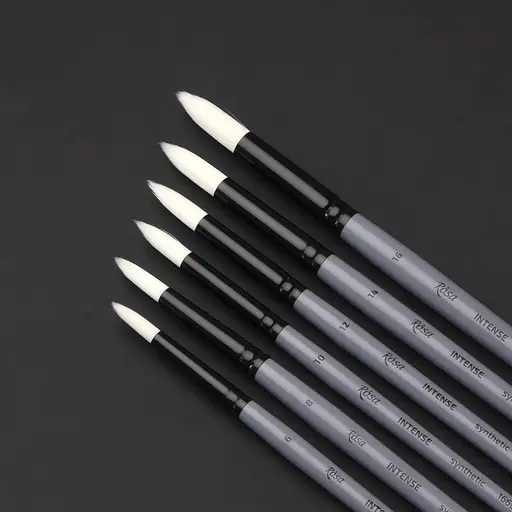 Кисть синтетика круглая заостренная INTENSE 1668SR №000 длинная ручка Rosa - фото 3