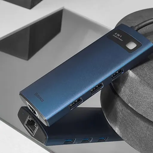 USB-хаб Baseus Metal Gleam Series 6-in-1 Type-C gray - фото 5