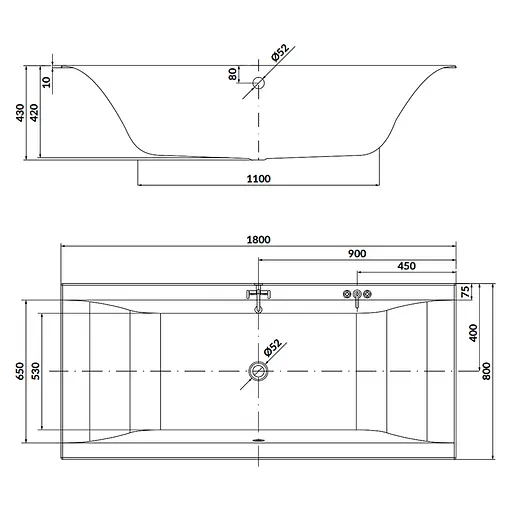 Ванна прямокутна Cersant Larga 180x80 S301-306 - фото 3
