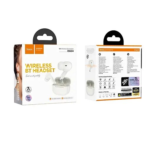Бездротові навушники Hoco EQ24 Estrella wireless BT headset, BT5.4, 40mAh, 320mAh, 7h, gold - фото 2