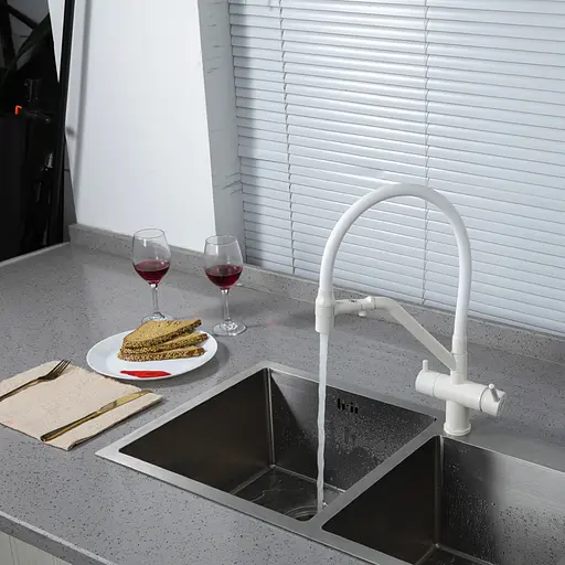 Смеситель для кухни на две воды Gappo G4398-88 Белый - фото 3