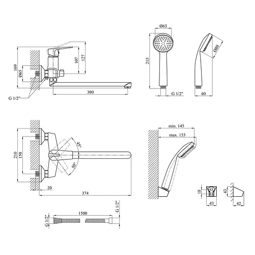 Смеситель для ванны Kroner KRM Odra - C070 (CV019269) - фото 8