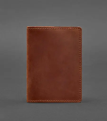 Кожаная обложка для паспорта 1.3 светло-коричневая Crazy Horse - фото 1