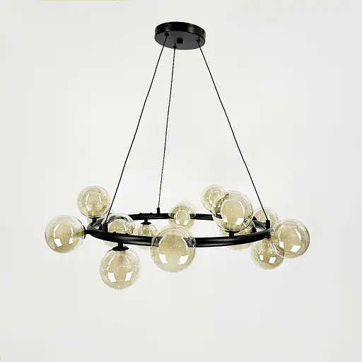 Кільцева люстра з 15 подвійними плафонами Ø 75 см | Арт. SG 48/15 BK+CL+WT | Line F - фото 7