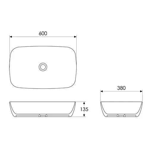 Умивальник накладний Imprese Black Edge 60x38x13,5 см білий/чорний i11098, Білий - фото 2