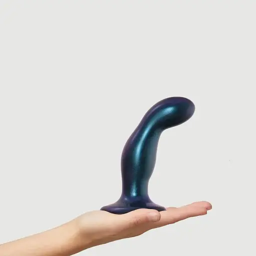 Насадка для страпону Strap-On-Me Dildo Plug Snaky Metallic Blue M діаметр 4 см  - фото 5