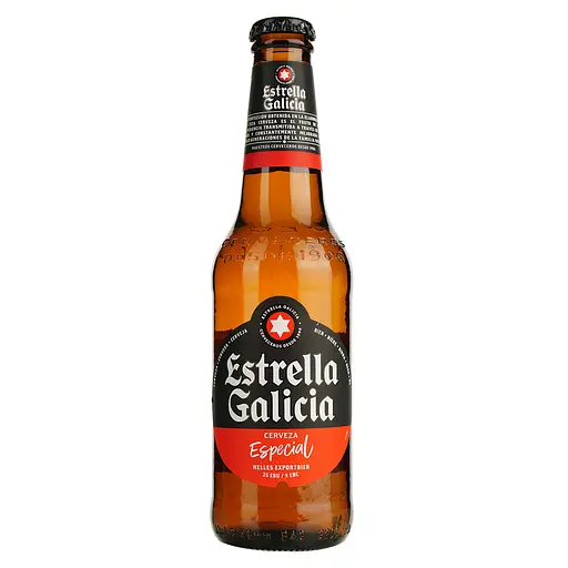 Уценка. Набор пива Estrella Galicia Especial светлое 5.5% 1.98 л (0.33 л х 6 шт.) + бокал в подарочной упаковке - фото 2