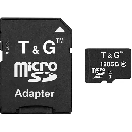 Карта памяти TG microSDXC, 128Gb, ​​Class10 UHS-I U3, адаптер SD (TG-128GBSD10U3-01) - фото 1