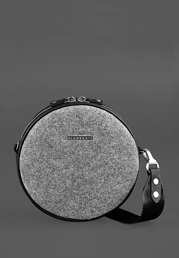 Круглая женская фетровая сумка Tablet с кожаными черными вставками - фото 4