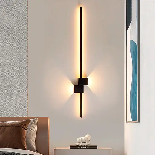 Настінний чорний світильник Сomfort у корпусі 80 см Line F Арт. WM23/800 BK - фото 1