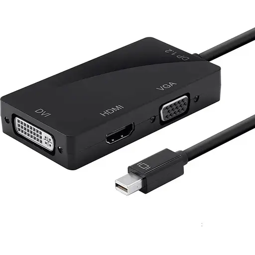 Конвертер Voltronic mini Display Port (тато) на HDMI/VGA/DVI(мама) 30cm, Black, 4K/2K