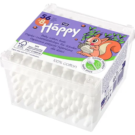 Гігієнічні ватні палички Bella Baby Happy з обмежувачем 56 + 8 шт. (BB-081-P056-004)