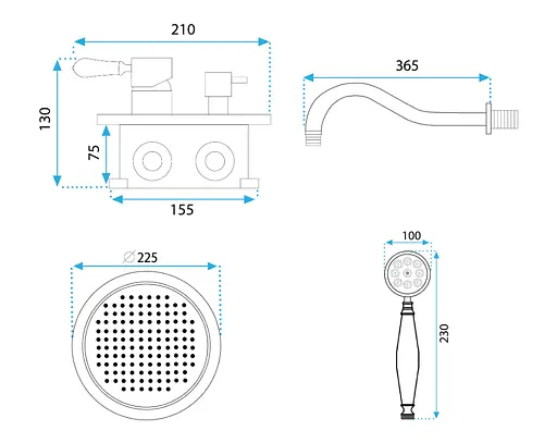 Душевая система Rea Serra black + BOX скрытого монтажа REA-B1143, Черный матовый - фото 6