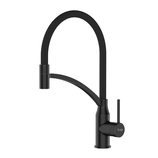 Змішувач для кухні Frap F4552-6 з гнучким виливом чорний матовий - фото 1