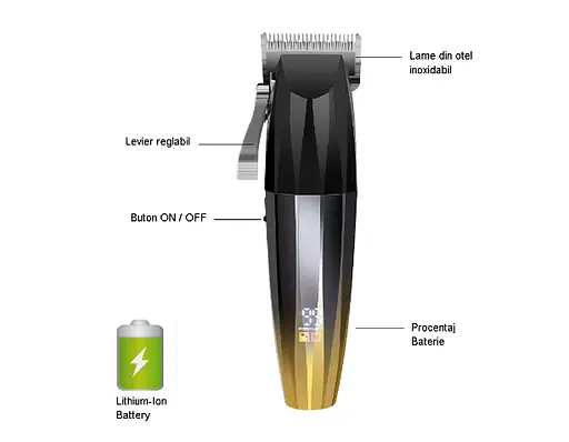Профессиональная машинка для стрижки с аккумулятором Plarths LM-G10 6500 об/мин светодиодный дисплей - фото 2