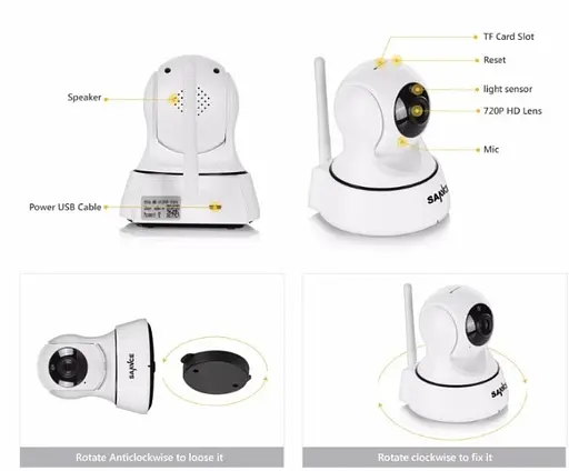 Поворотная Ip камера Sannce 720 Wi-Fi внутренняя Оригинал - фото 6