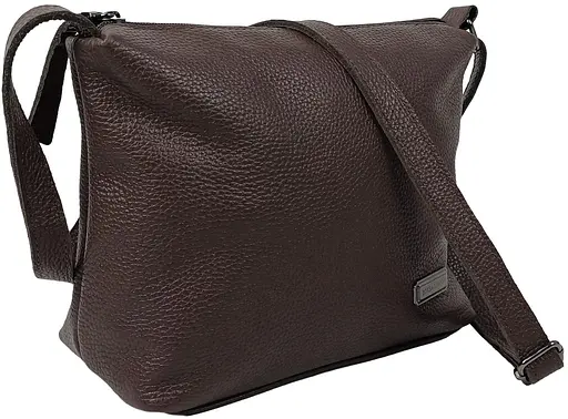 Женская кожаная наплечная сумка Borsacomoda темно-коричневая sum0028737 - фото 3