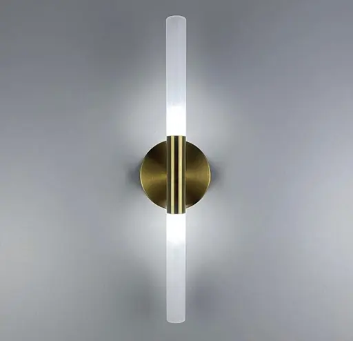 Бра у вигляді трубки в латуні з скляними матовими плафонами Line F YG 368/2 - фото 2