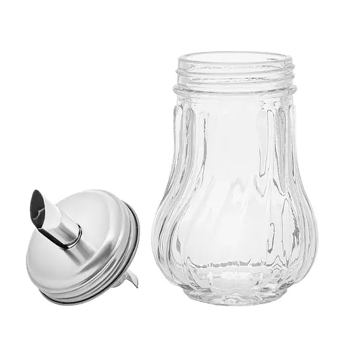 Дозатор для цукру цукорниця скляна 200 мл (висота 13.5 см), Kitchen Master Прозорий 85728 - фото 5