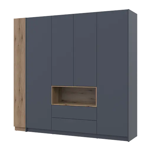 Шкаф для одежды с нишей и этажеркой Doros Дейл Графит/Дуб Эвок 4 ДСП 234х52х220 (42005158)