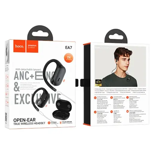 Наушники Hoco Bluetooth EA7 Suerte ANC+ENC open true wireless BT headset черные - фото 2